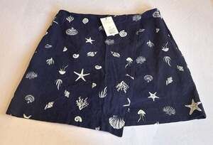 A New Day Navy Seashell Print Linen Blend Wrap Skort Size 8
D1